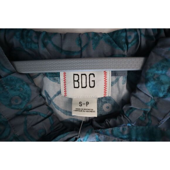 BDG x Urban Outfitters Sz Sm. Blue Eva Tie-Front Ruched Strap Trapeze Mini Dress - Picture 4 of 11